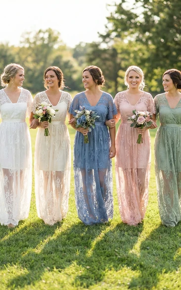 blue dress for baby girl Boho Chic Lace Crop Chiffon Wedding Dresses Two Piece