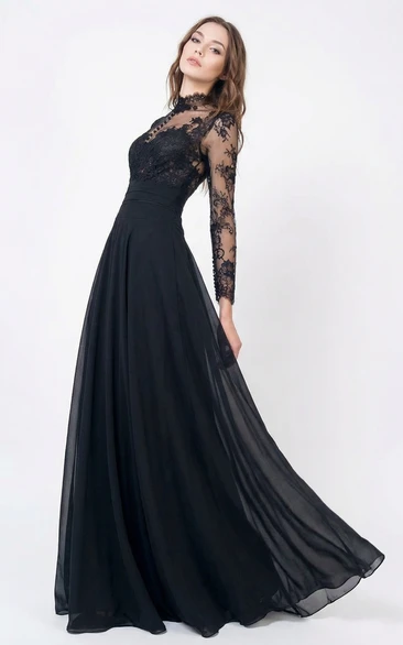 Formal Dresses With Long Illusion Sleeve | Long Sleeved Party Prom Dress -  Dorris Bridal
