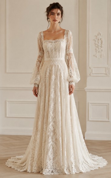 square neck boho wedding dress T252008 Lucy