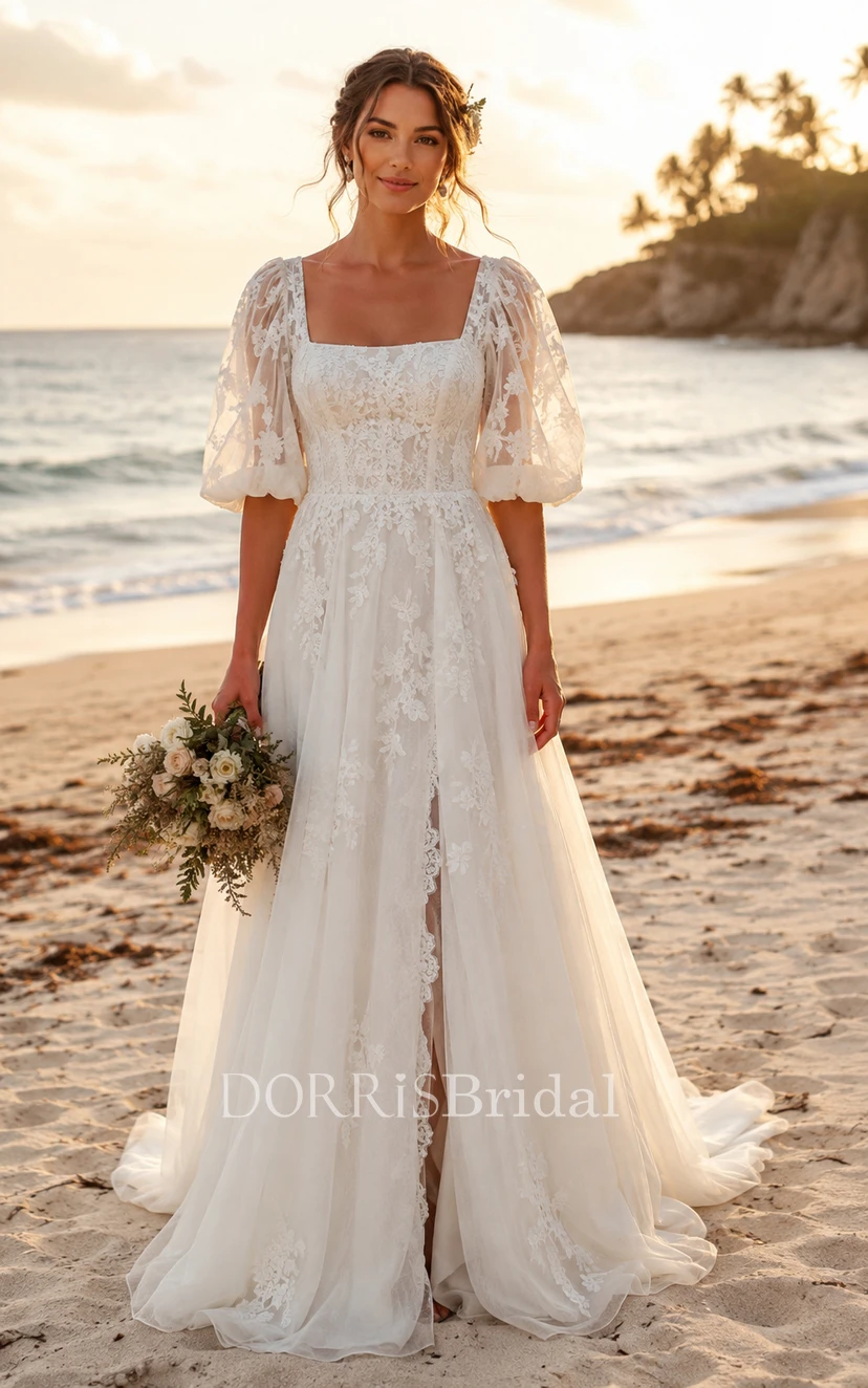 wedding dress short front long train Short Front Long Back High Low Satin Wedding Gown New
