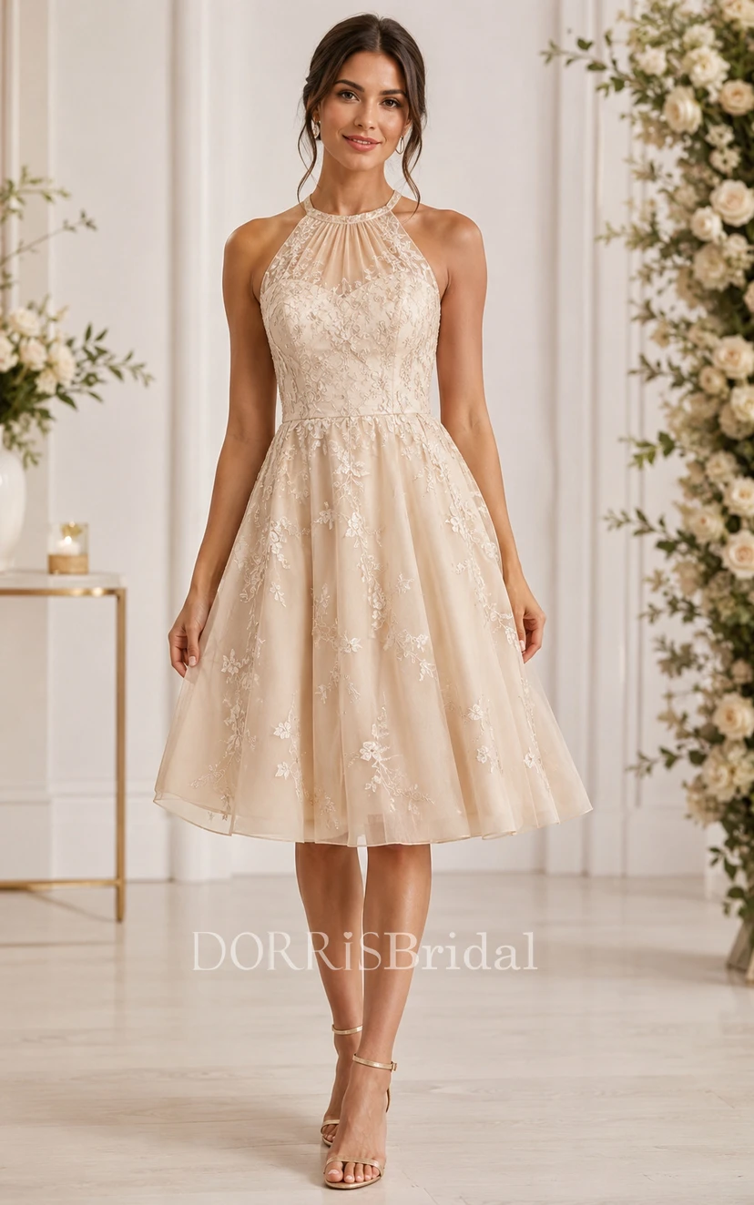champagne lace dress tea length Pax Exquisite A-Line Illusion Lace Tea Length Mother of The Bride Dresses, Dusty Rose