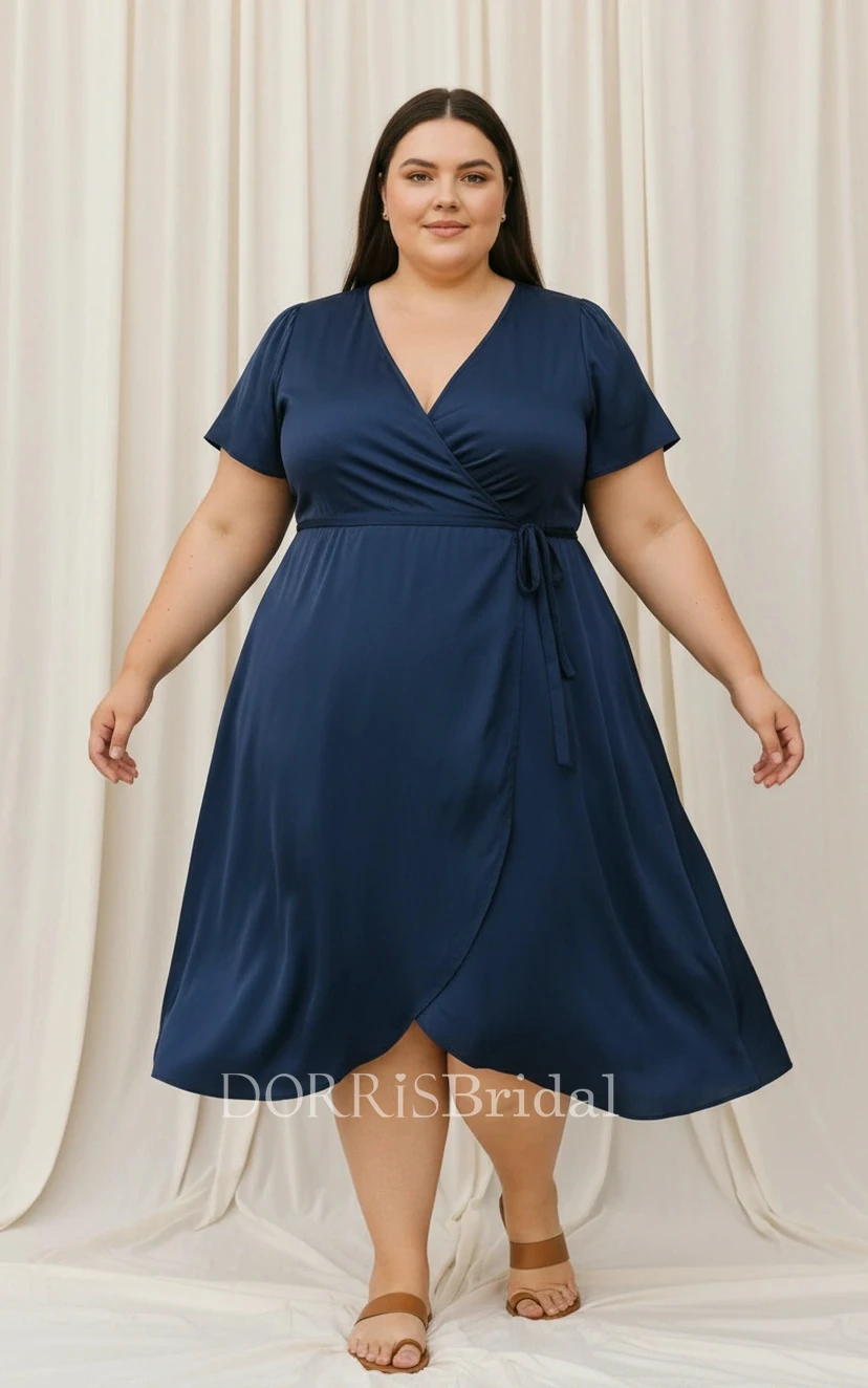 mother of the bride midi dresses plus size Flycurvy Plus Size Mother Of The Bride Gray Green Lace Asymmetrical Hem  Overlay Tea-length Dress- Flycurvy