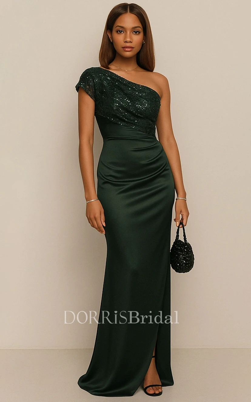sparkly green bridesmaid dress ZAPAKA Women Sparkly Green Long Prom Dress Mermaid Spaghetti Straps Satin Evening Dress with Appliques, Green / US12